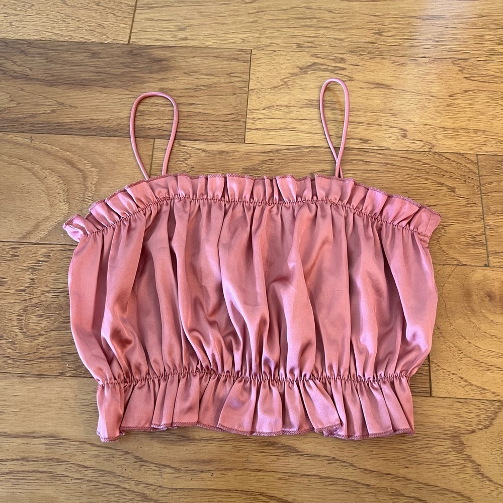 Pink Ruched Crop Top